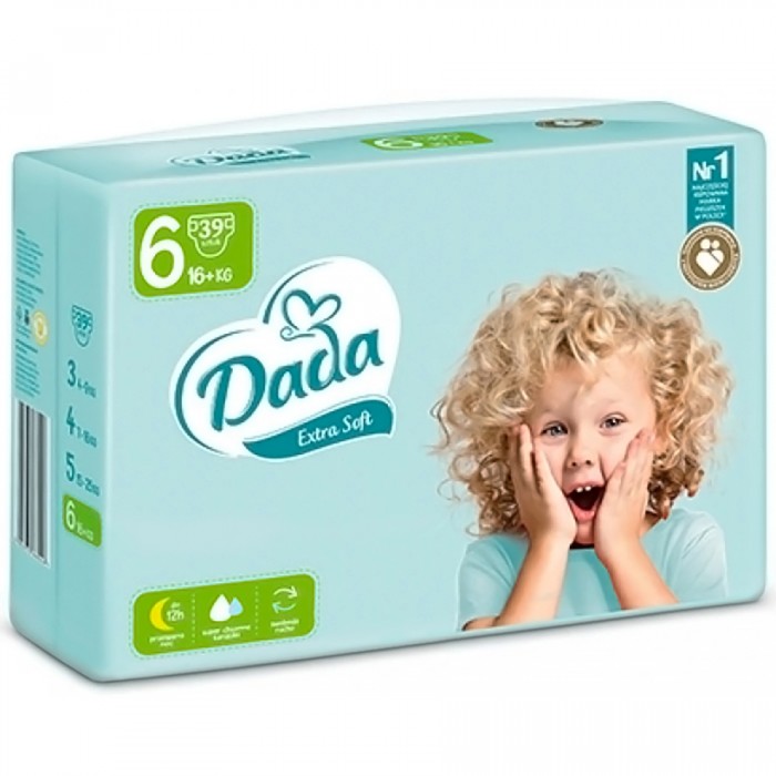 Подгузники детские Dada Extra Soft, размер 6 (16+ кг), 39 шт - 